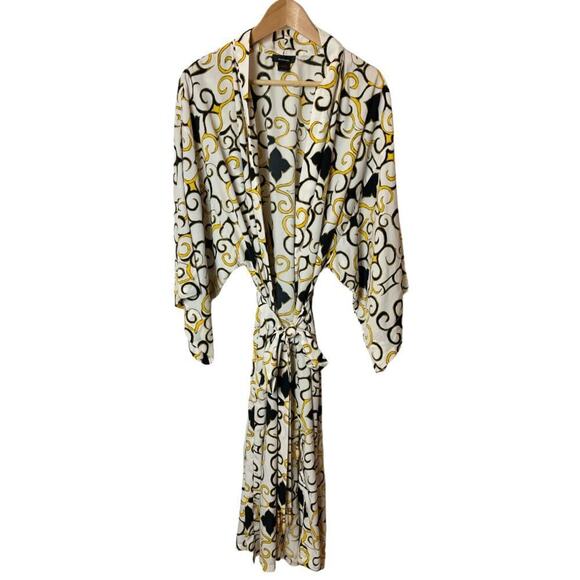 Natori Ivory Multicolor Beaded Trim Long Sleeve Robe Women's Size L - Picture 1 of 5